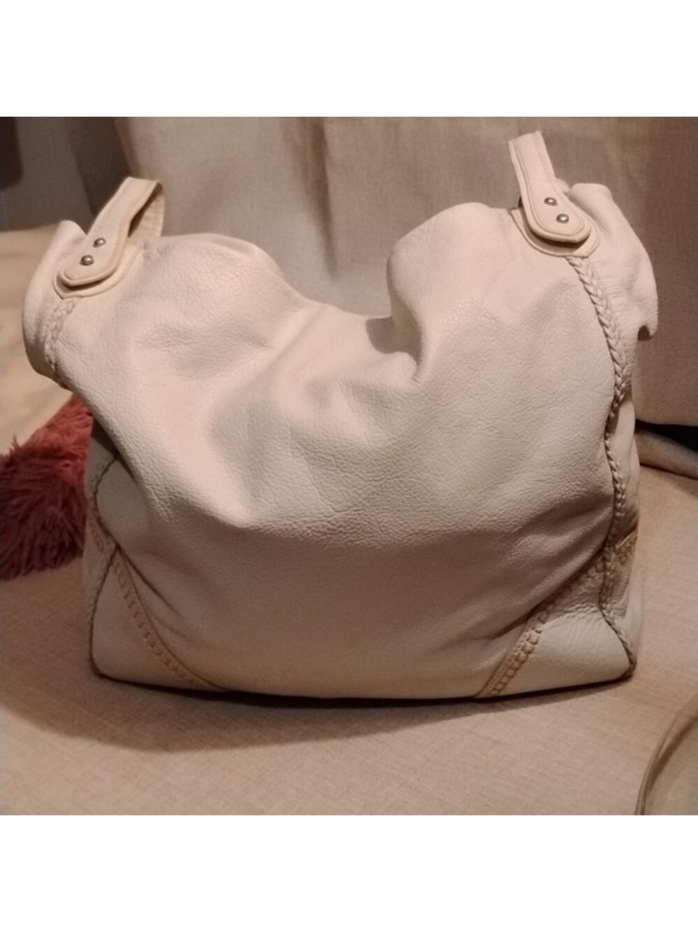Sigrid Olsen Extra Large White Leather Shoulder Bag.